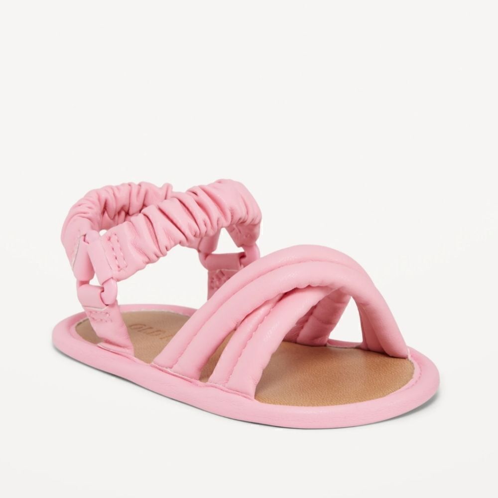 Old Navy New With Tag Size 0-3 Months Cross-Strap Puffy Pink Sandals For Baby